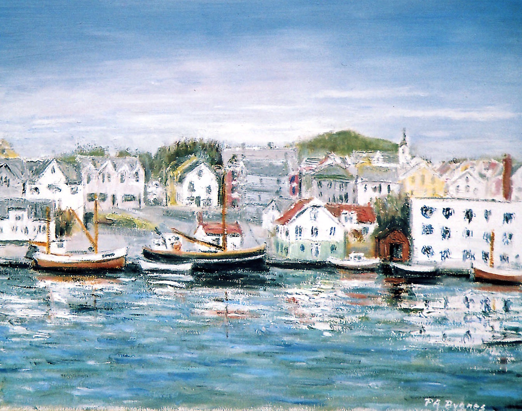 En kunstner iblant oss Per Arild Bygnes (født 1947) Vokste opp i strøket hvor Magnus Gjertsen brukte å male (Fisketorget/Vågen) og ble kjent med ham. Senere gikk han på tegnekurs som Marnus Gjertsen årlig arrangerte på Kopervik skole ... Dette maleriet er malt av Per Arild Bygnes ...  Artikkel side 4 - hefte 17