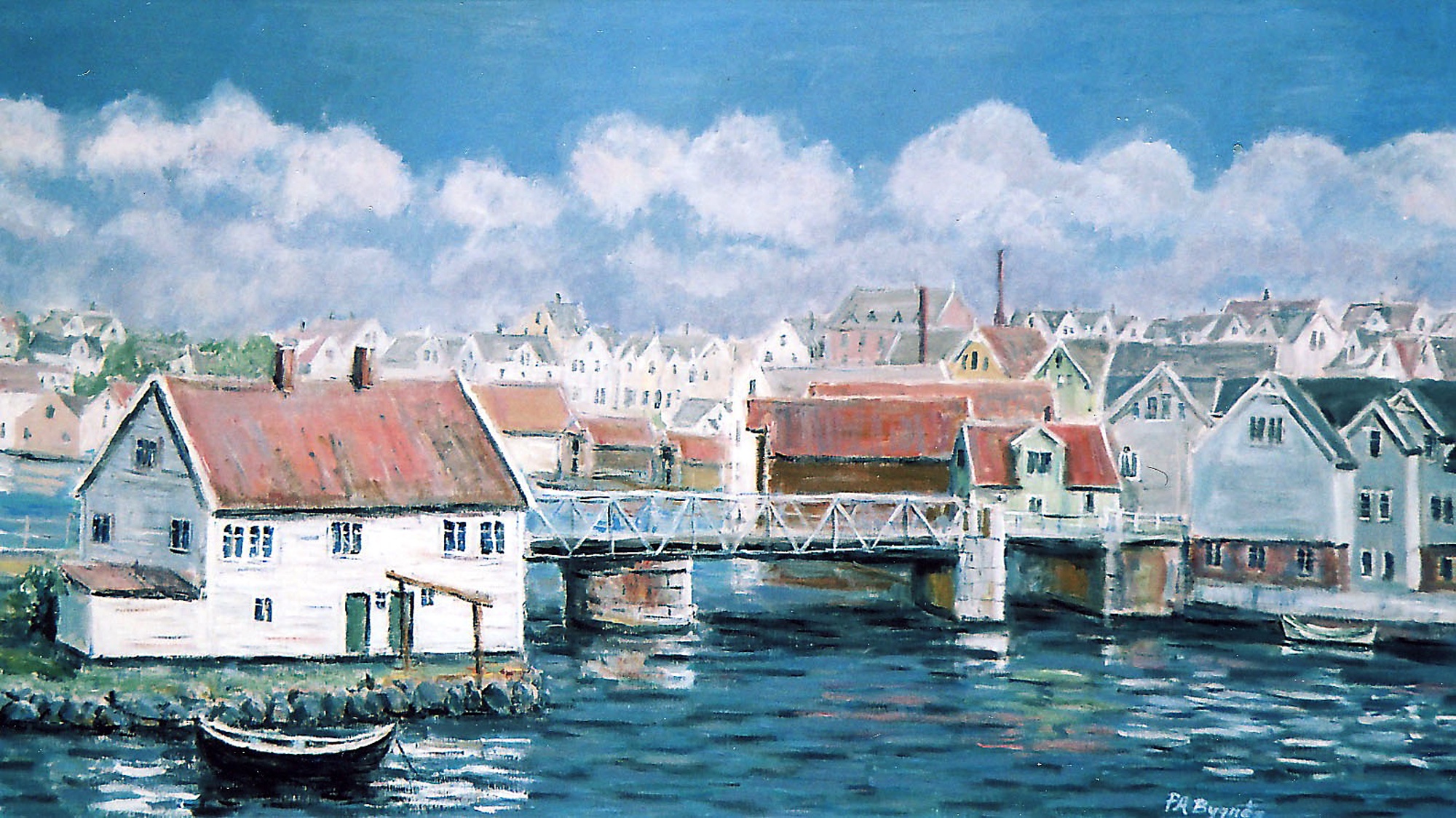 En kunstner iblant oss Per Arild Bygnes (født 1947) Vokste opp i strøket hvor Magnus Gjertsen brukte å male (Fisketorget/Vågen) og ble kjent med ham. Senere gikk han på tegnekurs som Marnus Gjertsen årlig arrangerte på Kopervik skole ... Dette maleriet er malt av Per Arild Bygnes ...  Artikkel side 4 - hefte 17
