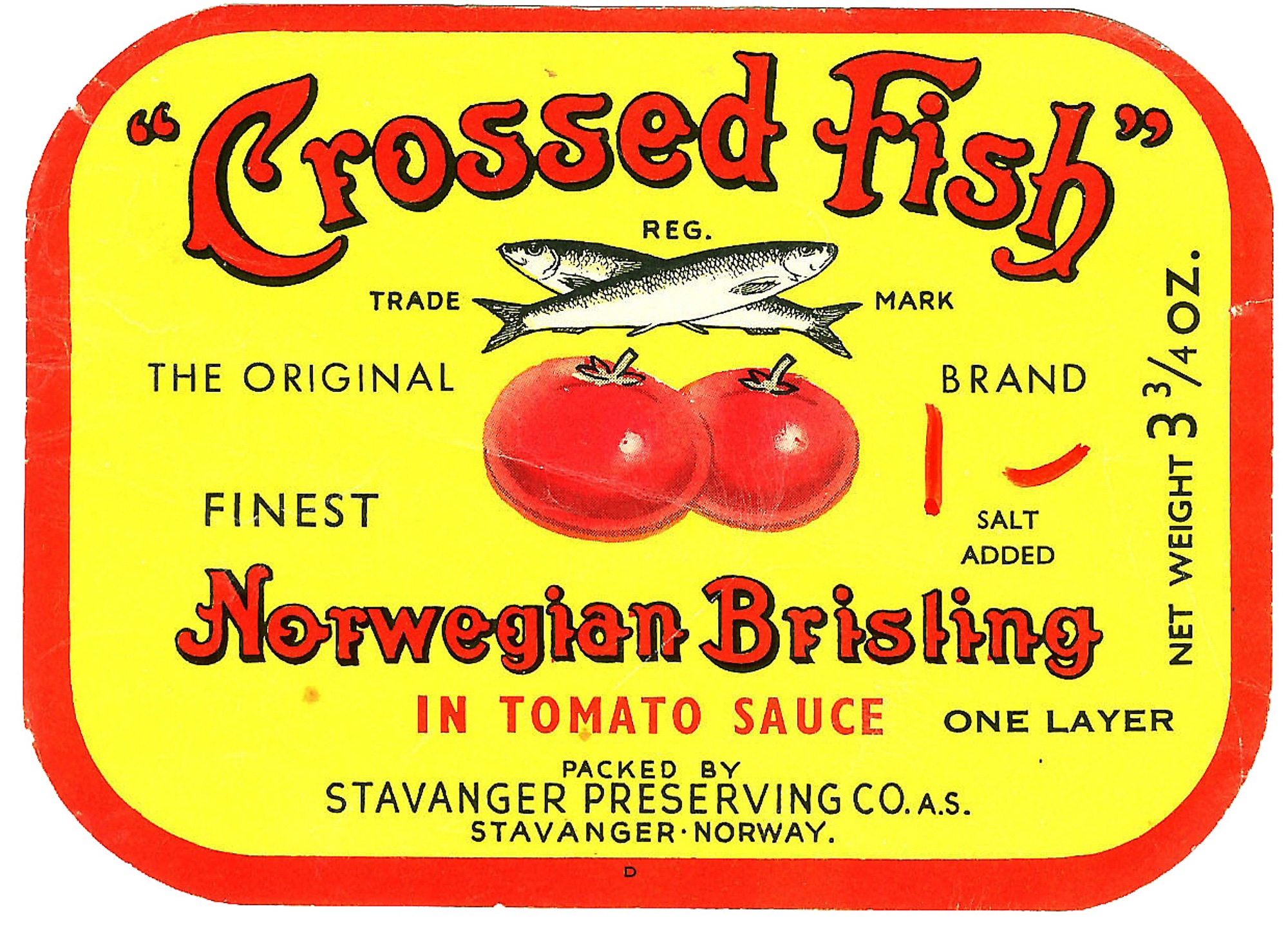 "Crossed fish" - sardiner i tomat Stavanger Preserving Co. AS